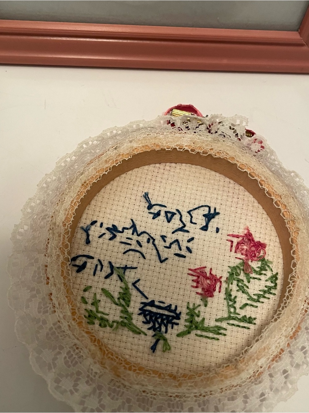 Vintage Cross Stitch Framed Lot Of 2. Life And Love - Picture 4 of 8